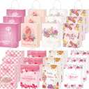 48PCS Happy Mother's Day Gift Bags Thick with Handle Pink Floral Paper Goodie Bag Assorted Designs Bulk for Party Decorations Gifts Wrapping Supplies Mothers Theme Party Favors Treat Gift Wrap