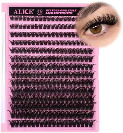 280Pcs Wispy Individual Lashes DIY Eyelash Extensions 8-16MM D-Curly Lash Extensions Lash Clusters 80D Cluster Eyelashes DIY at Home by ALICE