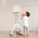 Toddler Basketball Hoop Set With 3 Balls, Adjustable Basketball Hoop Set Indoor Outdoor For Kids 1-3, Toddler Sports Activity Center, Portable Basketball Soccer Golf Game Set, Birthday Gift Grey)