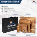 Wooden Cutting Board Set of 3 Acacia Wooden Cutting Boards for Kitchen Design with Holder to Home Decor, Kitchen Gadgets for Cooking, Serving, Camping and Charcuterie Boards, Includes Grinder
