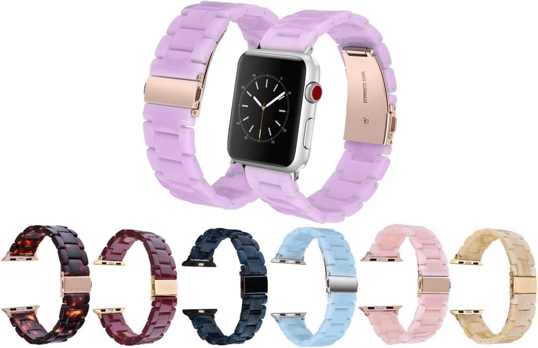 4 x Resin Band Bracelet for Apple Watch Series 7/6/SE/5/4/3/2/1 (Purple, 42mm/44mm)