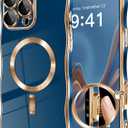GVIEWIN for iPhone 16 Pro Case Compatible with MagSafe, Upgraded [Full Camera Protection][Cute Wave Frame][Military Grade Protection] Electroplated Soft Phone Cover for Women Girl, Blue