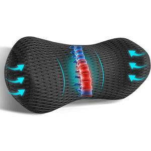 Lumbar Support Pillow for Office Chair Car Lumbar Pillow,Memory Foam Back Cushion with Breathable 3D Mesh Lumbar Support Orthopedic Backrest for Lower Back Pain Relief Ergonomic, LowerBackSupportBlack