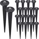 Zhengmy 16 Packs Threaded Spike Flood Light Ground Stake Metal Replacement Stakes for Solar Lights Outdoor LED Solar Light Stakes with 16 Hex Screws for Gardens Yard Path Lawn 6.3 Inches (Black)