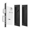 Senharvest Pocket Door Privacy Lock With Keys - Modern Rectangular Hardware, Finger Flush Pulls With Edge Pull for Sliding, Folding Doors (Black) 