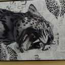 YYNISPIN Black Leopard Wall Art, Preppy Cheetah Wall Decor Painting, Fashion Black Girl Poster Canvas Prints Modern Teen Girly Artwork for Bedroom Living Room 16x24 inch Frame