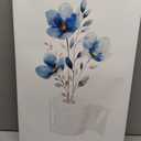 Framed Bathroom Canvas Wall Art With Blue Flowers Embellishing Toilet Paper Elegant Floral Bathroom Decorative Painting For Living Room And Bedroom Gallery Style 16x24 Inches Can Be Hung Directly