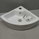 Small Corner Bathroom Sink - White Triangle Porcelain Ceramic Wall Mount Vessel Sink, Above Counter Design with Single Faucet Hole & Overflow