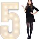4FT Light Up Numbers Pre-Cut Frame Giant Marquee Numbers 5, Mosaic Numbers for Balloons, 15th 25th 50th 65th Birthday Decorations for Women Men, 50th Anniversary Decorations, Party Decor