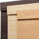 SEEYE Cordless Bamboo Roman Shades, Blackout Natural Bamboo Blinds for Indoor Windows, Roll Up Blind Privacy Shade for Home, Office, Door, UV Resistant & Easy to Install, 32" W x 64" H, Carbonized