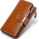 SENDEFN Women Leather Wallets RFID Blocking Clutch Card Holder Ladies Purse with Zipper Pocket