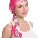 Fxhixiy Pre-Tied Bandana Turban Hat Chemo Cancer Headscarf Headwraps Headwear for Women Hair Cover Hat (Pink)