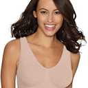 Hanes Women's Cozy Wireless Bra, Full-Coverage Pullover Bra, Seamless T-Shirt Bra (Beige, XL)