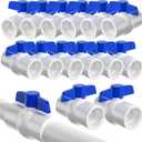 16PCS 3/4" PVC Ball Valve,SCH40 Slip PVC Water Pipe Valve with Easy Turn Blue T-Handle, Shut-Off Ball Valve Socket for Water Project, Swimming Pool, Sewage Pump, Outdoor Plumbing & Irrigation System
