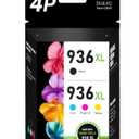 936XL 936e 936 Ink Cartridges Combo Pack: Replacement for HP Ink 936XL Black and 936 Color Combo Pack to Work with OfficeJet Pro 9110 9120 9130 9720 9730 9122 9125 9128 Printer (BK/C/Y/M, 4-Pack)