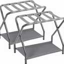 AMHANCIBLE Luggage Rack, Set of 2, Foldable Suitcase Stands for Guest Room, Metal Luggage Holder with Storage Shelf for Bedroom, Hotel, Easy Assemble, HLR02GY (Grey)