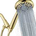 G-Promise Handheld Shower Head High Pressure 6 Spray Settings, Detachable Hand Held Showerhead 4.9 Inch Face with Extra Long Flexible Hose and Metal Adjustable Bracket (Polished Brass)