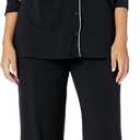 Amazon Essentials womens Cotton Modal Long-Sleeve Shirt and Full-Length Bottom Pajama Set (Medium, Black)