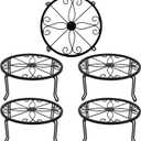 Tosnail 5 Pack Metal Plant Stands for Indoor and Outdoor, Planters Flower Pots Holder, Beverage Dispenser Stand, Pumpkin Short Stand, Double Braces Legs