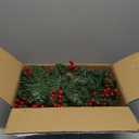 Joiedomi 9Ft Christmas Garland Prelit with Lights, 100 Warm White LED, 27 Pine Cones, 27 Red Berries for Home & Office Christmas Indoor and Outdoor Decorations (Battery Powered, not Included)