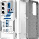 for Galaxy S25 +, Robot Pattern Shock-Absorption Hard PC and Inner Silicone Hybrid Dual Layer Armor Defender Case for Samsung Galaxy S25 Plus White