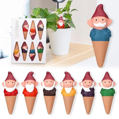 Teenyyou 5 Pcs 3.4 Fl oz Terracotta Watering Spikes Cute Gnomes Auto Water Planter Insert Small Watering Globes Slow Vacation Waterer Devices Indoor Outdoor House Plant Accessories for 3 7 Days