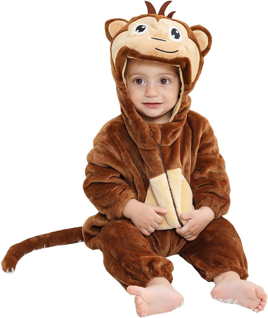 CuteOn Toddler Halloween Costume Onesie Cosplay Romper Christmas Infants Baby Costume Monkey (2-3T, Brown)