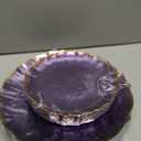 bUCLA 40PCS Clear Purple and Gold Plastic Plates - Fancy Lace-Edge Purple with Gold Trim Hammered Disposable - Include 20 Each (10inch Dinner & 7inch Dessert) Plates for Party & Wedding