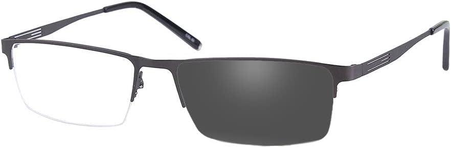 Jcerki Photochromic Gray Reading Glasses +4.50 Strength Half frame Men Eyeglasses