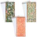 The Gifted Stationary Skinny Notebook Set - 3-Pack Spiral Top Notepads, Hard Cover (8.4 x 3.75 in, 100 Sheets/200 Pages) - William Morris Inspired - Portable Long Thin Notebook for Lists & Notes