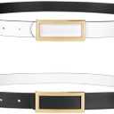 SANSTHS Skinny Reversible Belts for Women, Two-in-one Women Thin Belt for Dresses Jeans Pants with Gold Buckle