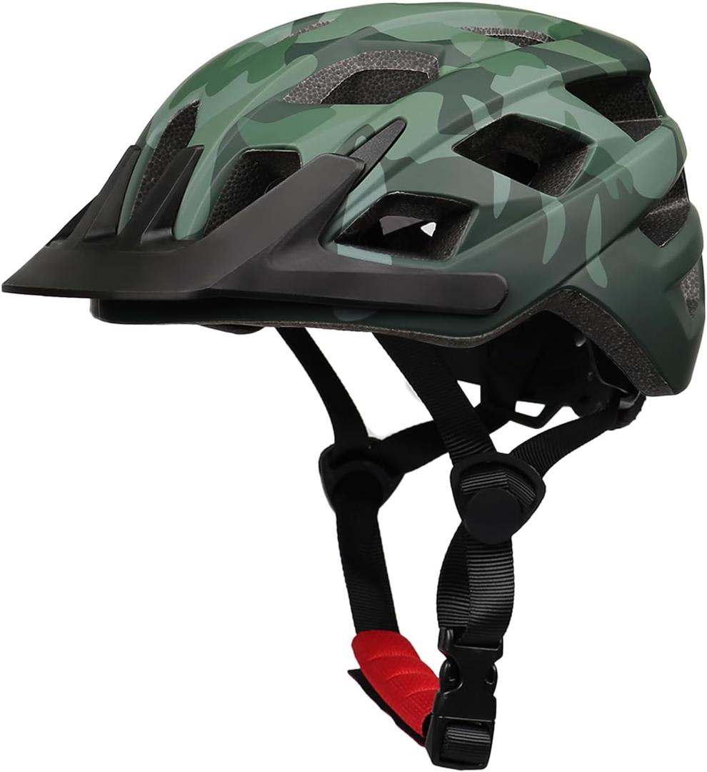 Kids Bike Helmet, 2 Size Adjustable for Youth Toddler Boys & Girls, Child Helmets with Visor for Skating Cycling Scooter, Camouflage green, M: 54-58 cm / 21.3"-22.8"