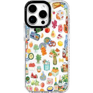 for iPhone 13 Pro Max Case, Gourmet Food Collage Pattern with Fruits & Croissants, Military-Grade Drop Protection, Juicy Foodie Soft Slim TPU Protective & Camera Protection for Women Girls (FancyCut)