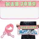 Mahjong Bag -Clear Waterproof Mahjong Tiles Bag with Shoulder Strap Zippered & Letters, Case Only (Pink)