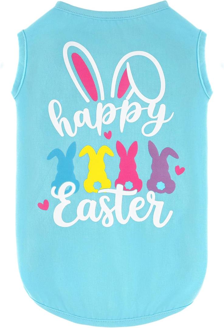 Dog Easter Outfit Shirt Soft Cotton Stretchy Lightweight Easter Dog Clothes Shirts Sleeveless Vest for Large Dogs Cats (L (Back: 14",Chest: 18"))