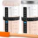 Sourdough Starter Jar, 2 Pack 35 oz Sourdough Starter Kit with Thermometer, Feeding Date Band, Scraper, Cloth Cover, and Metal Lid. Sourdough Baking (Orange)