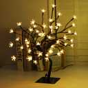 LightsUp Cherry Blossom Tree Lights, 16.2" H Artificial Bonsai Tree with 48 Warm White LED, Prelit Cherry Blossom Lamp for Christmas Home Tabletop Bedroom Living Room Decoration