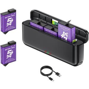 2 Pack 2250mAh Long Lasting Extreme Batteries with 3-Slot Fast Charger Hub for DJI OSMO Action 6/Action 5 Pro/Action 4/Action 3/OSMO 360 Action Camera