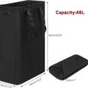 Efluky Slim Laundry Basket, Narrow Laundry Hamper with Handles, Collapsible Dirty Clothes Hamper, Tall Laundry Bin for Laundry Room, Dorm and Bedroom, 12.7 Gallons(48L) Black