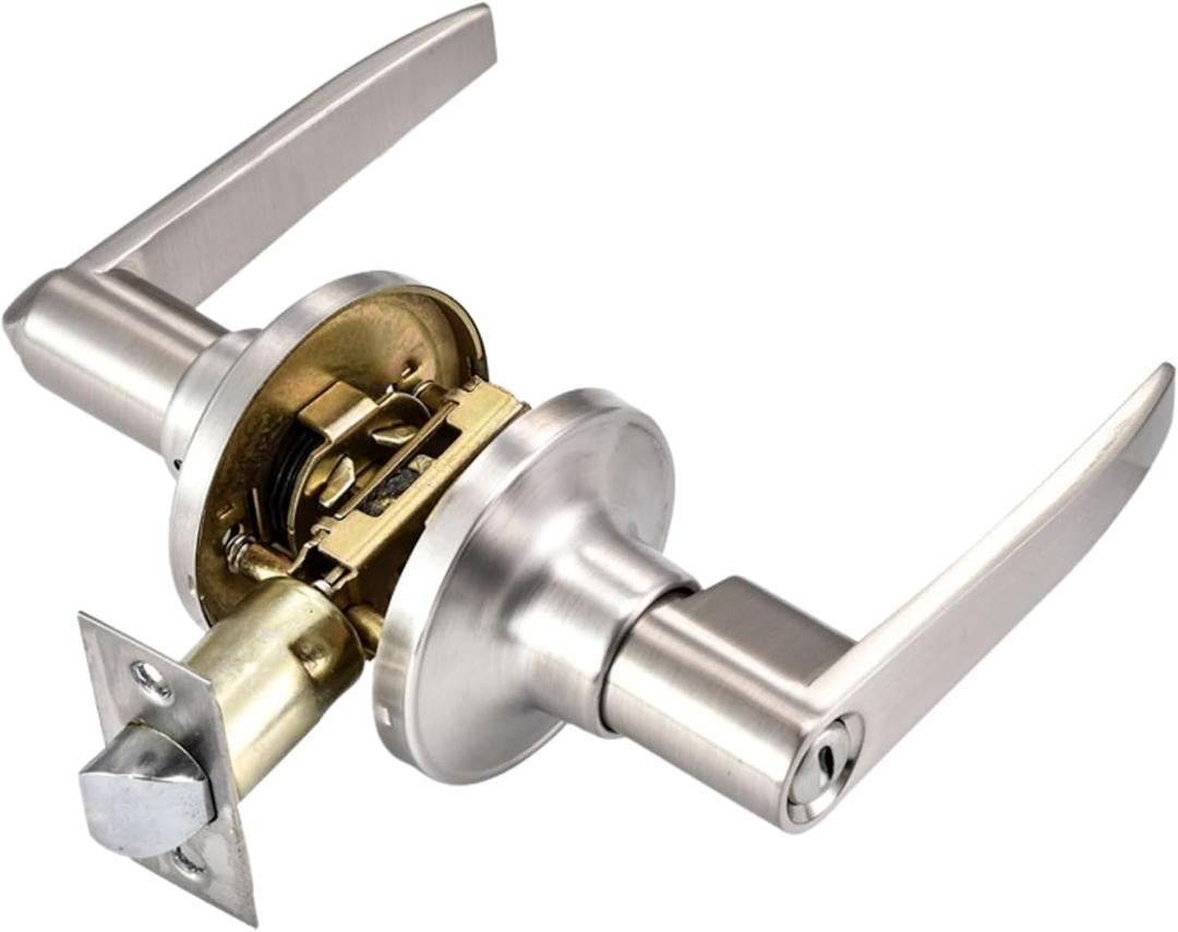 Door Handle with Entry Lever [Three Key Lock] for Office or Front Door with Finish, Classic Series