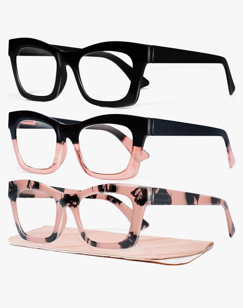 CCVOO Stylish Reading Glasses for Women, Eyeglasses, Blue Light Readers for Women, Computer Eye Glasses, Cheaters(1.75)