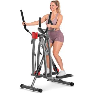 Air Walk Elliptical, 500LBS 6-Level Adjustable Resistance Bands Foldable Air Walk Elliptical with LCD Monitor, Device Holder, Low-Impact Workout for Home Gym