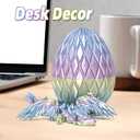 3D Printed Flying Dragon Egg - 7" Winged Dragon in Diamond Easter Eggs, Flexible Crystal Animal Inside, Mystery 3D Gift, Desk Decoration, Fidget Toy (M Rainbow)