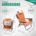 SUNNYFEEL Low Beach Chair, 5-Position Lay Flat Reclining, Backpack Portable Folding Chair with Cooler Bag & Cup Holder, Heavy Duty 350 LBS, Compact for Beach, Camping, Travel