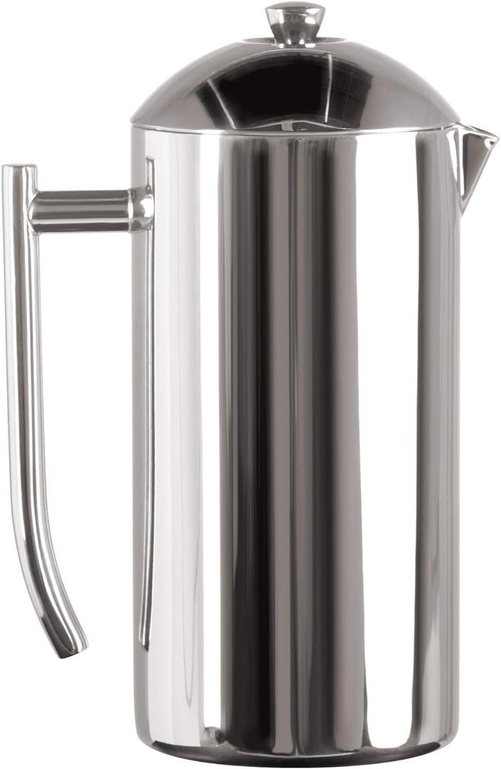 Frieling Double-Walled Stainless Steel French Press Coffee Maker - 44 oz, Polished, Extra Large Stainless Steel Coffee Press for Commercial Use - Camping Coffee Makers & Tea Press (Polished Stainless Steel)