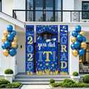Blue and Gold Graduation Decorations 2026 Congrats Grad Hanging Banner You Did It Door Cover Class of 2026 Graduation Backdrop and Porch Sign Banner for High School College Grad Party Decor