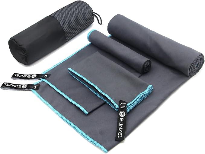 Eunzel Quick Dry  Towel, Microfiber Travel Towel 2 Pack,Fast Drying Towel Set for Camping, Beach, Gym, Sports, Yoga & Swimming Pool, Grey