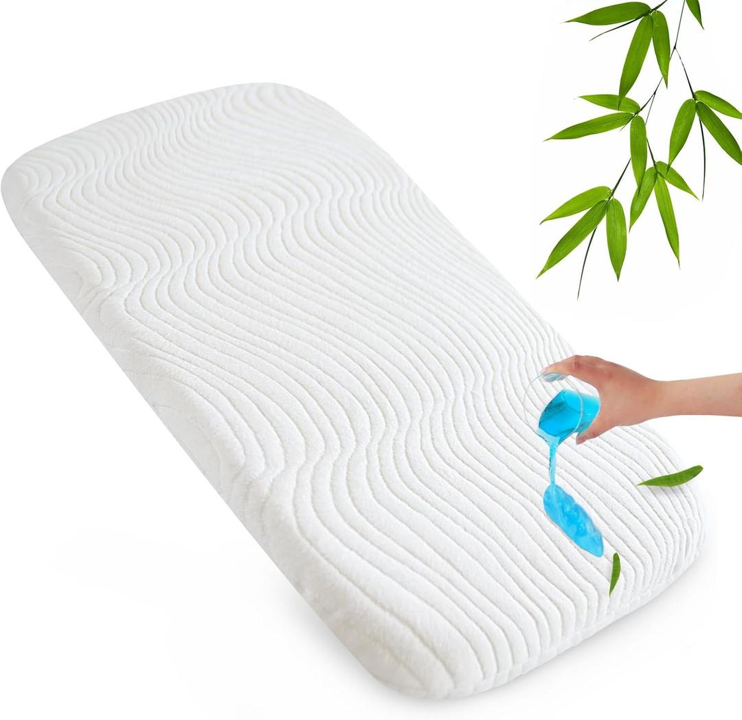 Baby Bassinet Mattress Pad 20" x 33"x 0.8" Compatible with Mika Micky, Dream On Me, Koolababy, Angelbliss Baby Bassinet, Waterproof Replacement Pad with Removable & Washable Mattress Cover