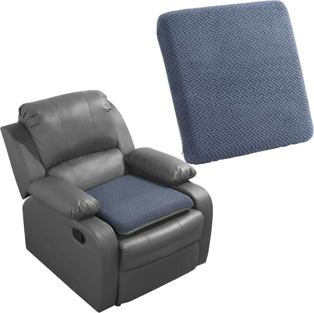 HOMBYS Tufted Furry Recliner Seat Cushion for Elderly Foam Curved Edge Large Square Seat Cushion for Recliner Chair, Floor Pillow, Office Chair, Car, No Pressure on Thighs(Grey) (20*20*3in)