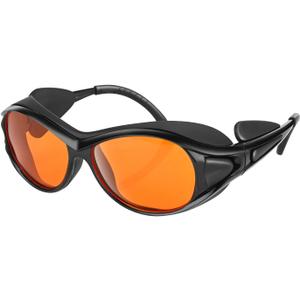 Professional UV Light Safety Glasses for 90nm-490nm Wavelength UV Lamps, UVC Protective Glasses, Blocking Blue Light , Anti-Fatigue Anti Glare, Shatterproof, Anti-Scratch and Anti-Fog, Orange Lenses